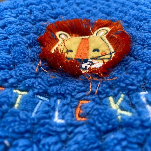 Zak & Zoey Boy Baby Blanket Little King Lion Blue Textured Popcorn Fleece 30x40" - Picture 2 of 8